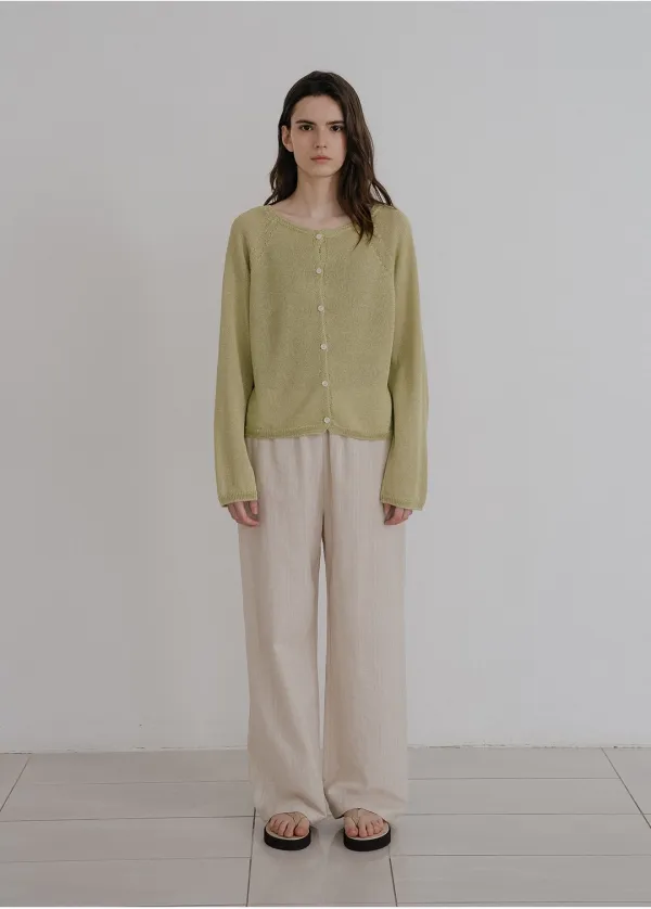 Paper knit cardigan [KNSS10CD02]_Olive