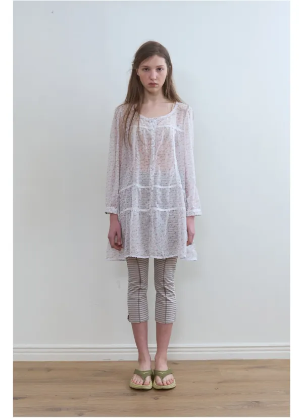 338. Sheer Flower Dress _ Ivory
