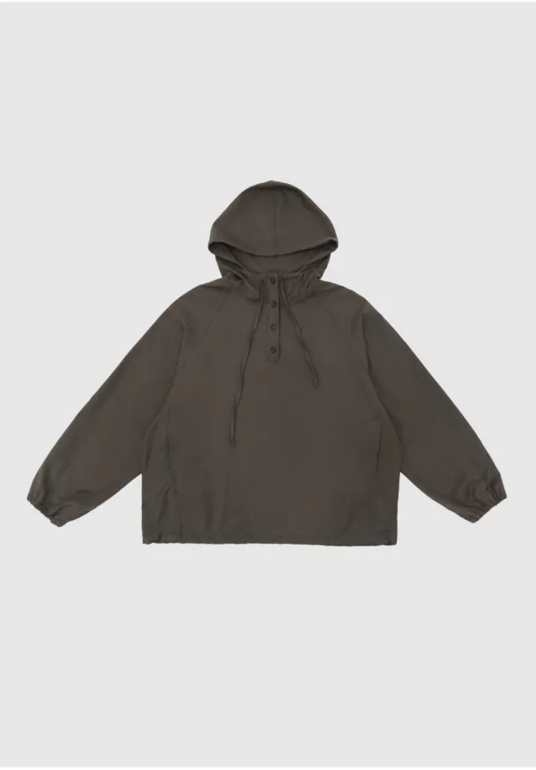 WOOL BUTTON ANORAK_CHARCOALBROWN