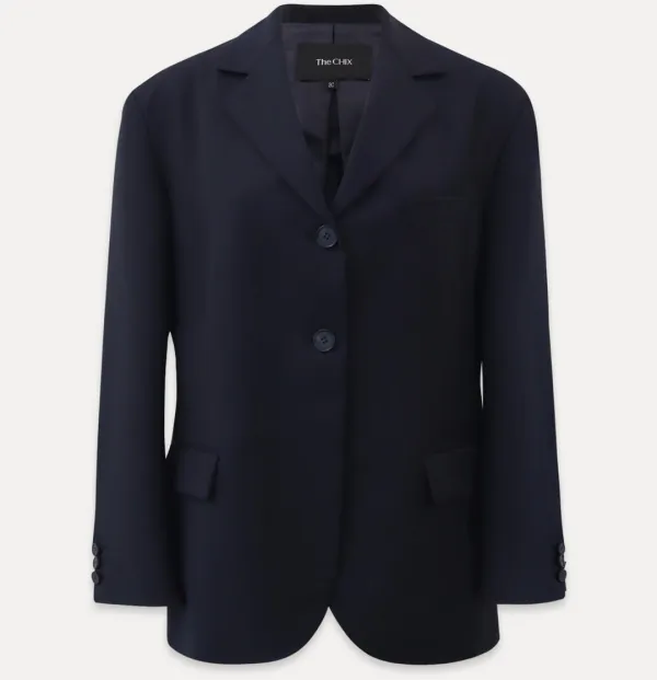 CHIXLABEL H 르웬 백포인트 오버핏 자켓 - Dark Navy