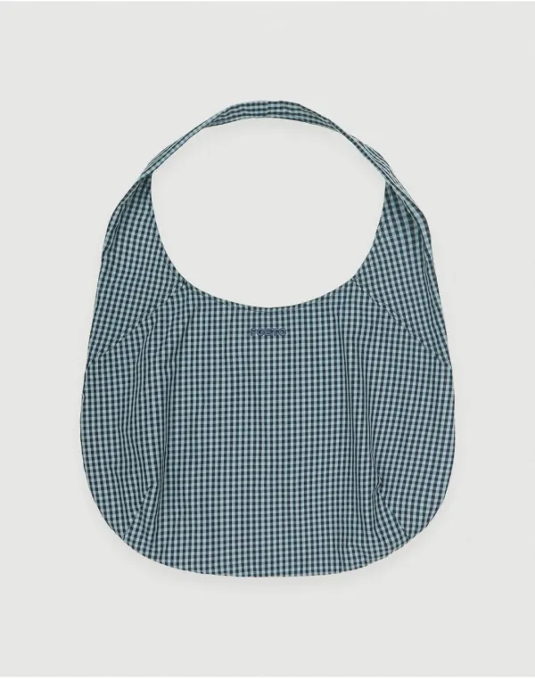 Check reversible bag - blue navy