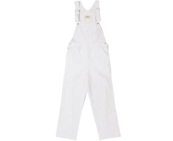 [PLZPROJECT] CURVED BUTTON OVERALL ,  WHITE