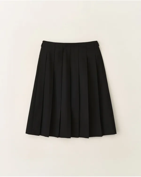 Classic pleats midi skirt_Black