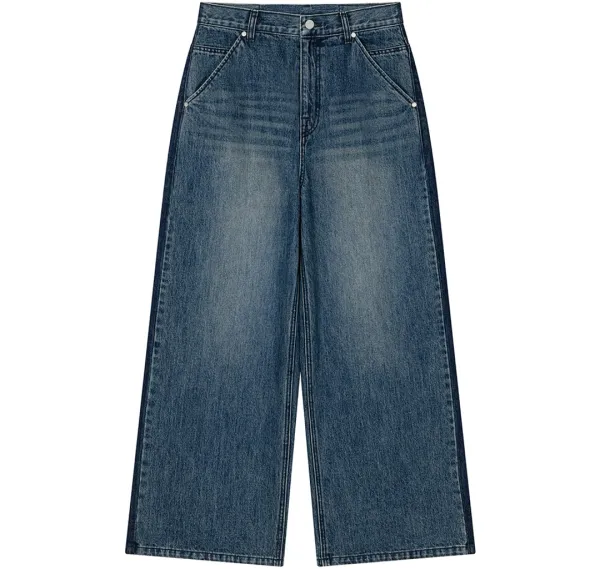 Tonal Wide Denim Pants [ Blue ]