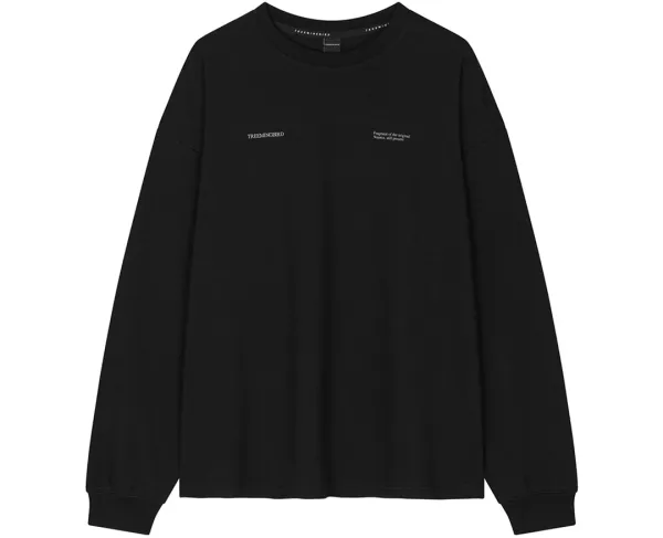 Lettering Oversized Unisex Long-Sleeve T-Shirts [ Black ]