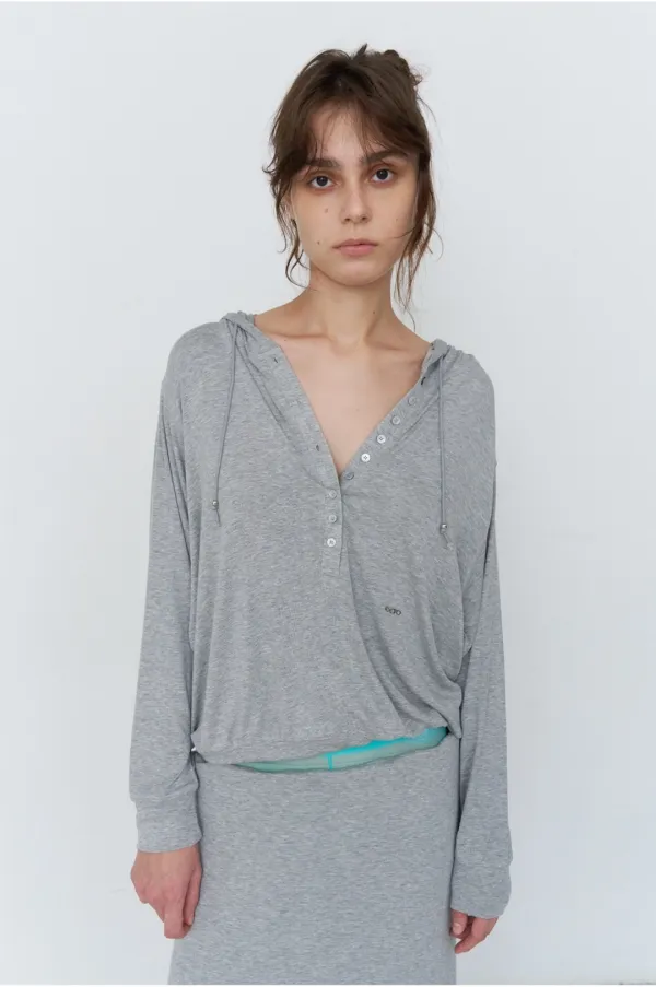 Luna jersey hood top - grey