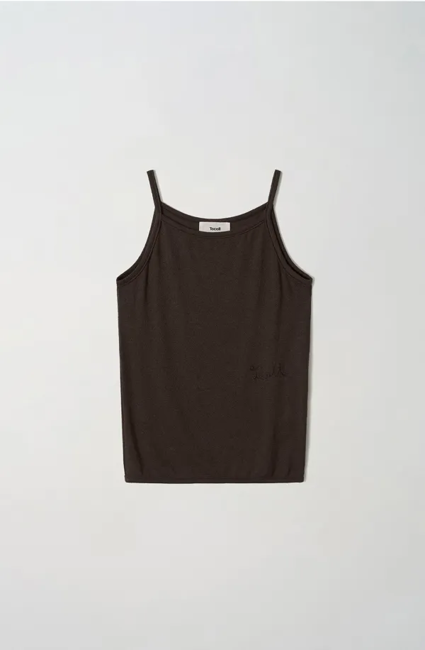 [26 Summer] Embroidery knit top - Brown