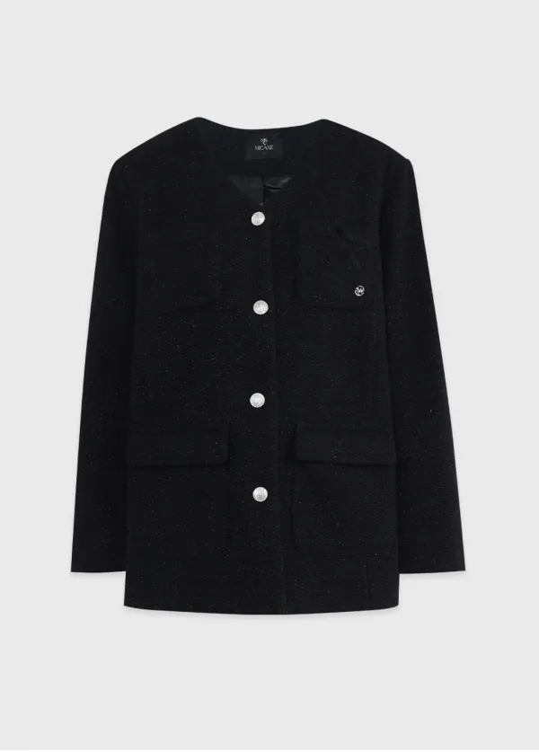  [44-120]  Russian Sage Tweed Half Jacket  러시안 세이지 트위드 하프 자켓 (겨울-데일리룩-출근룩-격식룩-하객룩-트위드자켓-하프자켓-펄-아우터-유니크-빅사이즈-자체제작) 