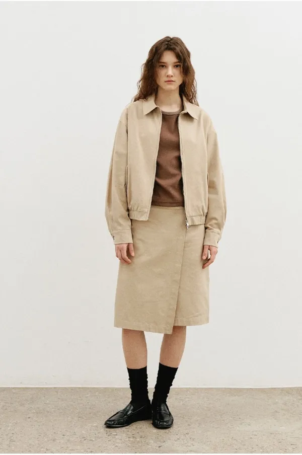 랩 포켓 미디 스커트_BEIGE