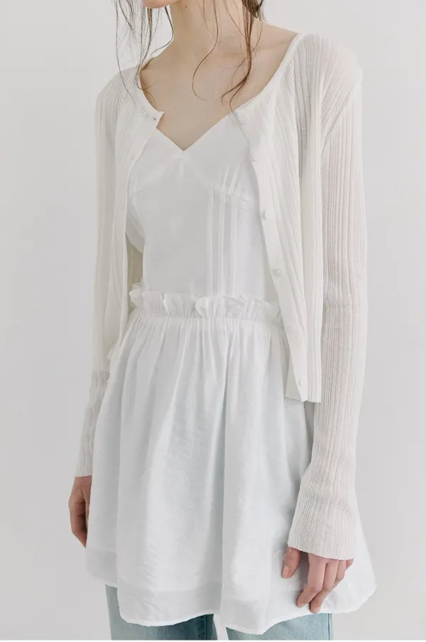 Slip Crinkle Frill Mini Dress, White