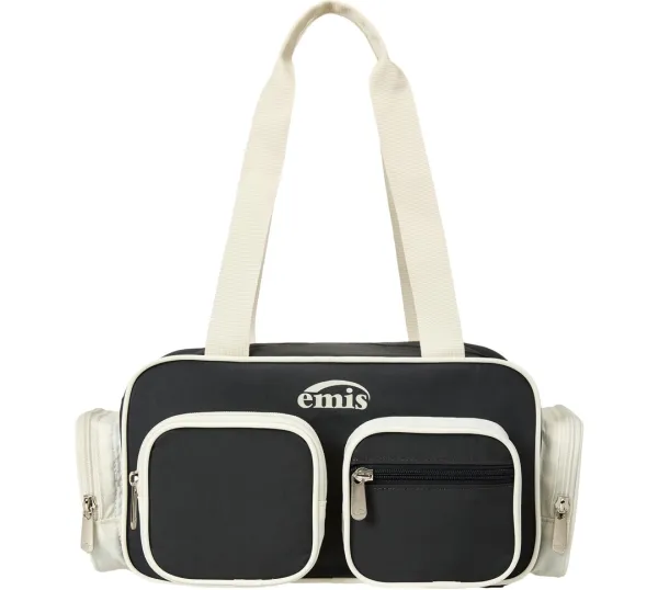 NYLON COLOR-BLOCK SHOULDER BAG-CHARCOAL