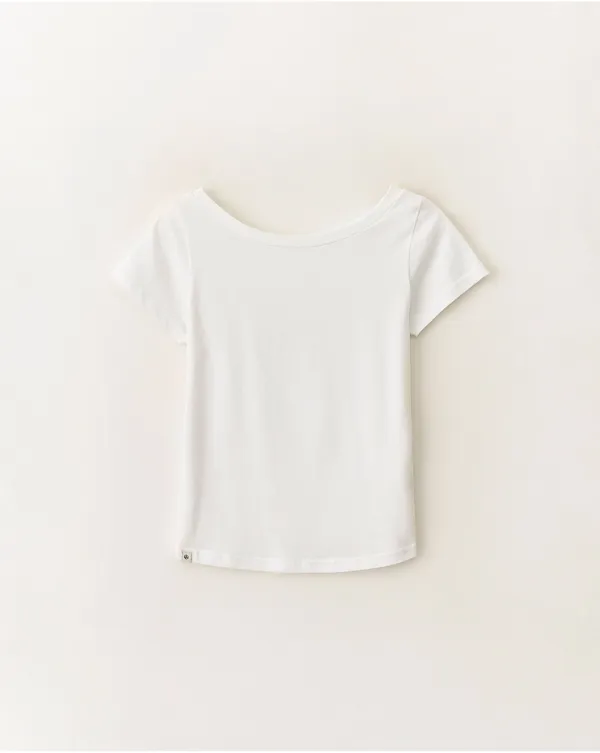 Boatneck color short sleeve t-shirt_Ivory