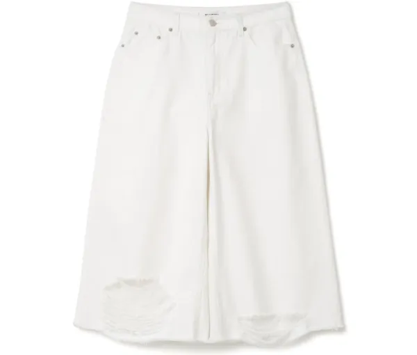 (6/5 예약배송) Distressed Denim Bermuda Pants [White]