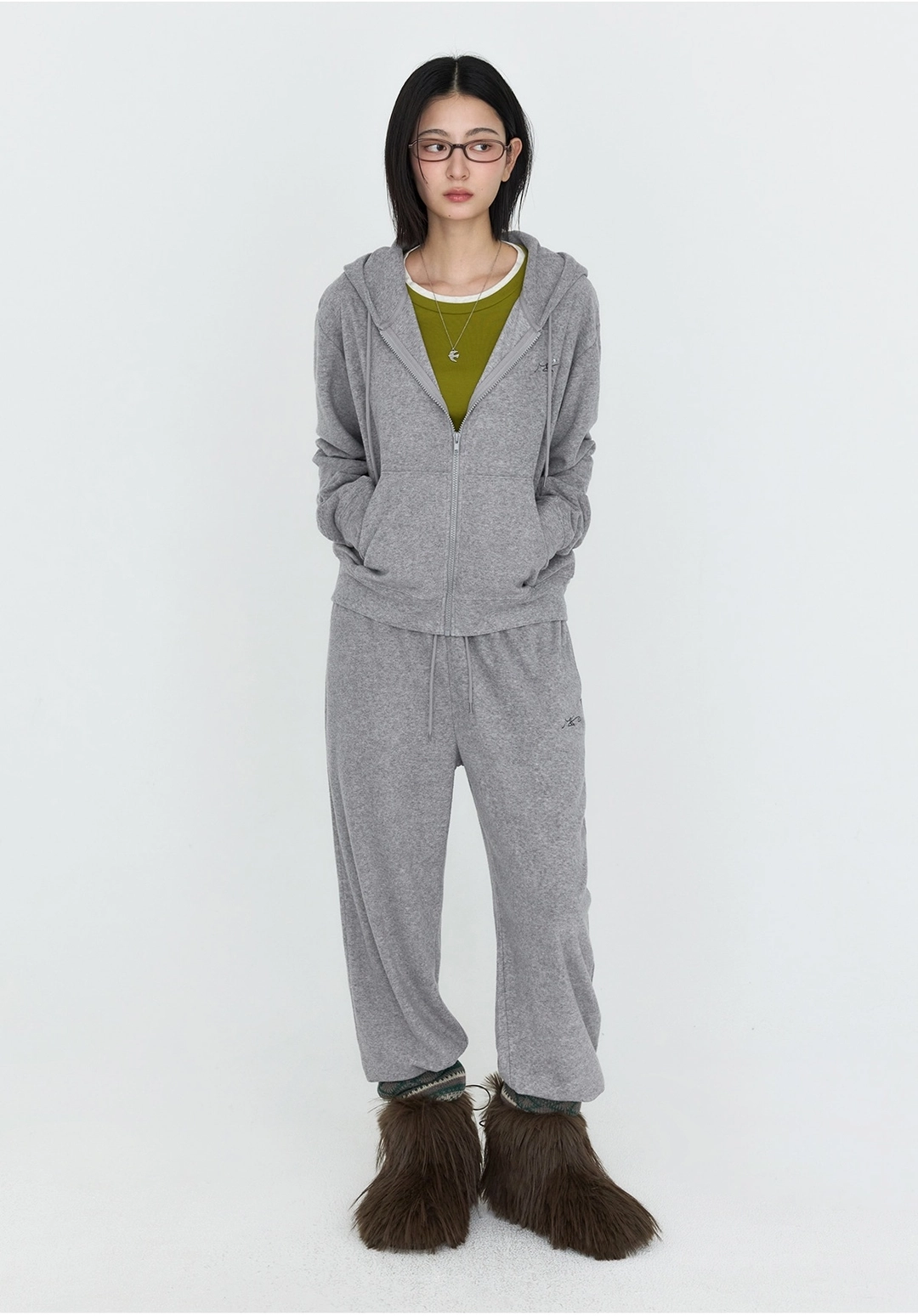 몽돌 소프트 에센셜 후드 집업 그레이 MDTS104GRAY 상품 이미지 1