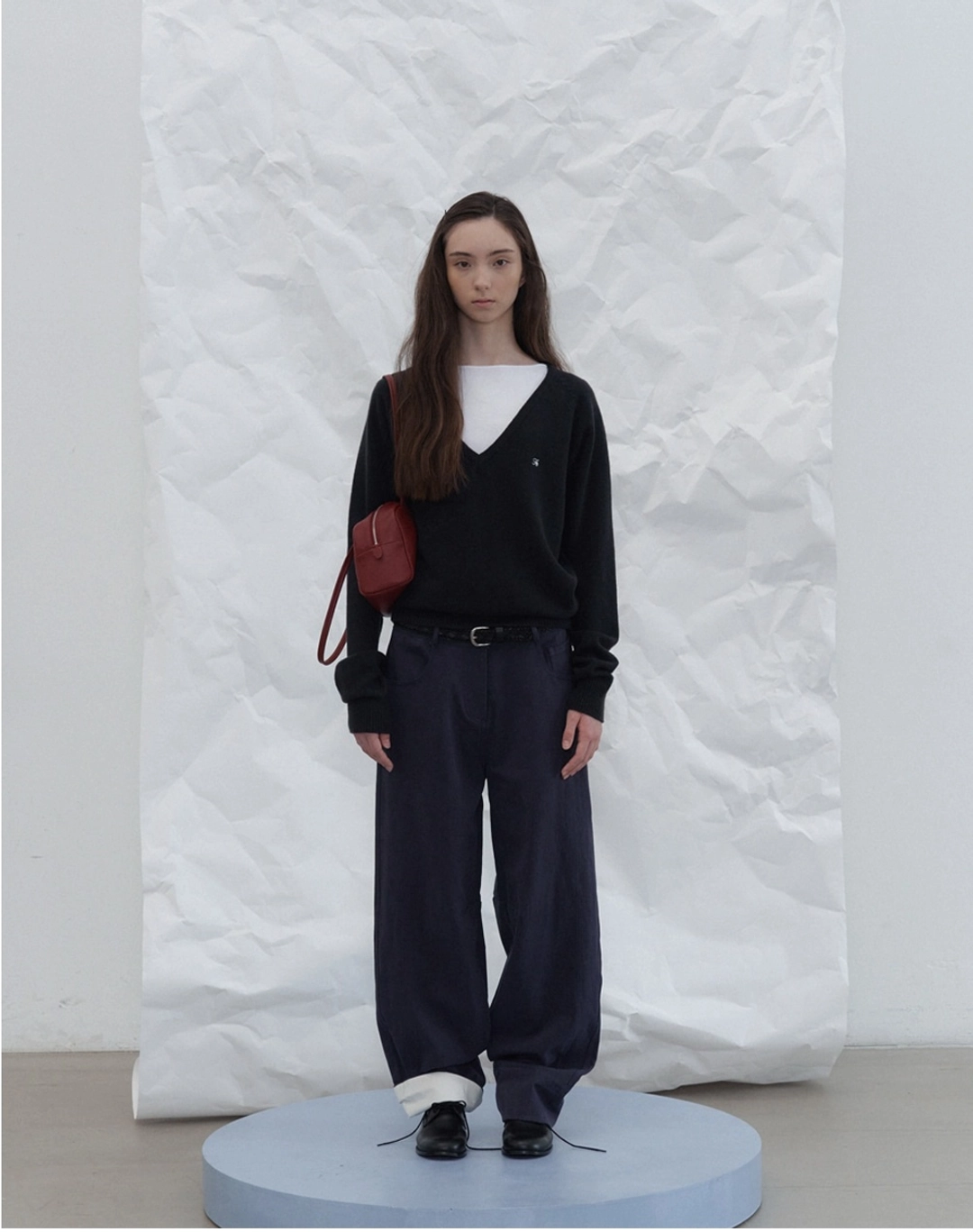 포에토 Mild cashmere v-neck knit - charcoal 상품 이미지 1
