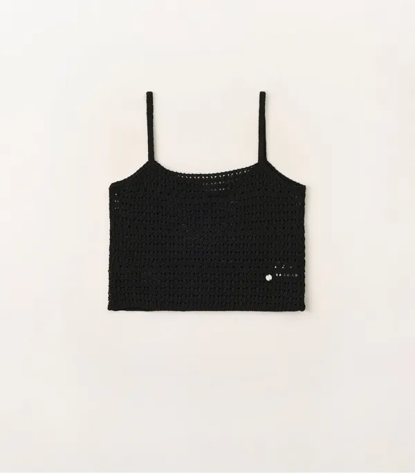 Crochet knit bustier_Black