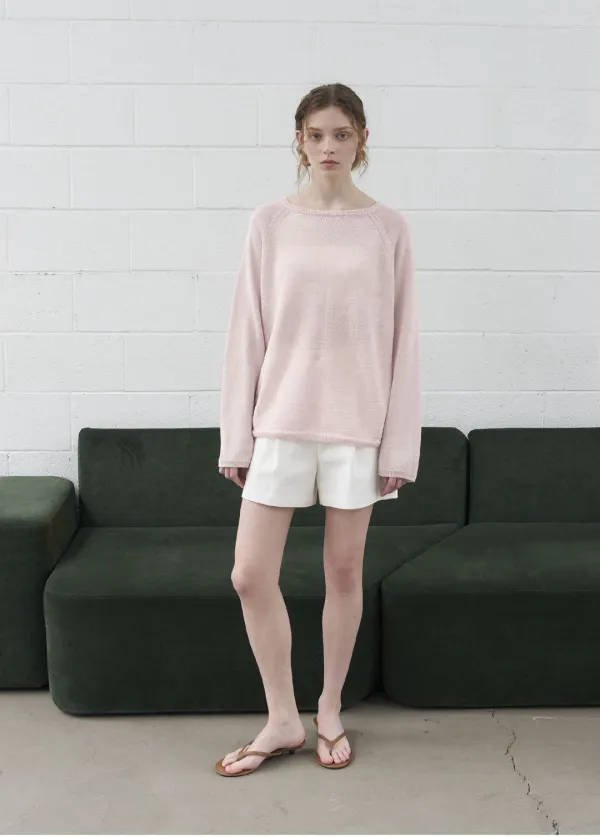 [2차:05/29 예약배송] Loose-fit paper knit [KNSS08KN03]_Light pink