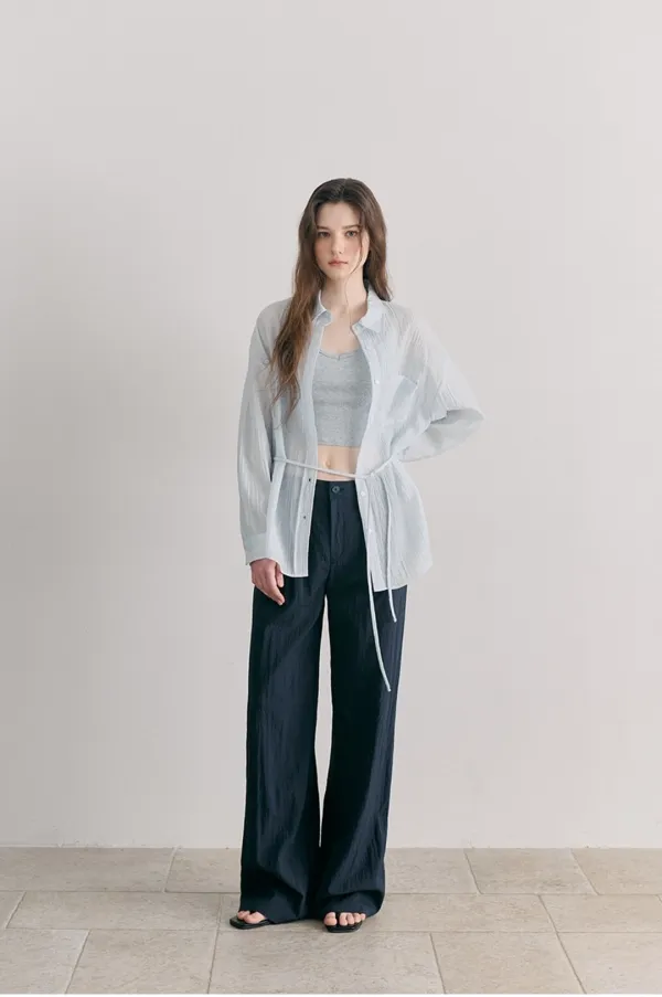 [5/29 예약배송] Side Button Strap Shirt, Light Blue