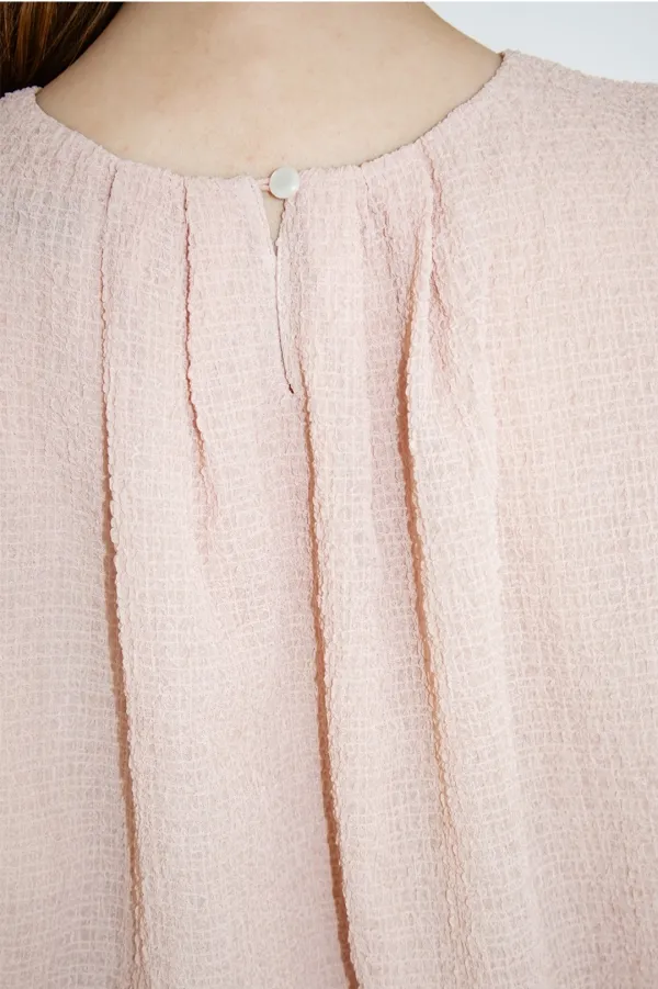 TIR RELIEF TEXTURED BALLOON BLOUSE_PINK