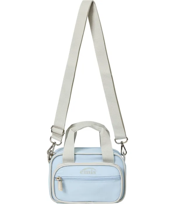 NYLON COLOR-BLOCK MINI CROSS BAG-PASTEL BLUE