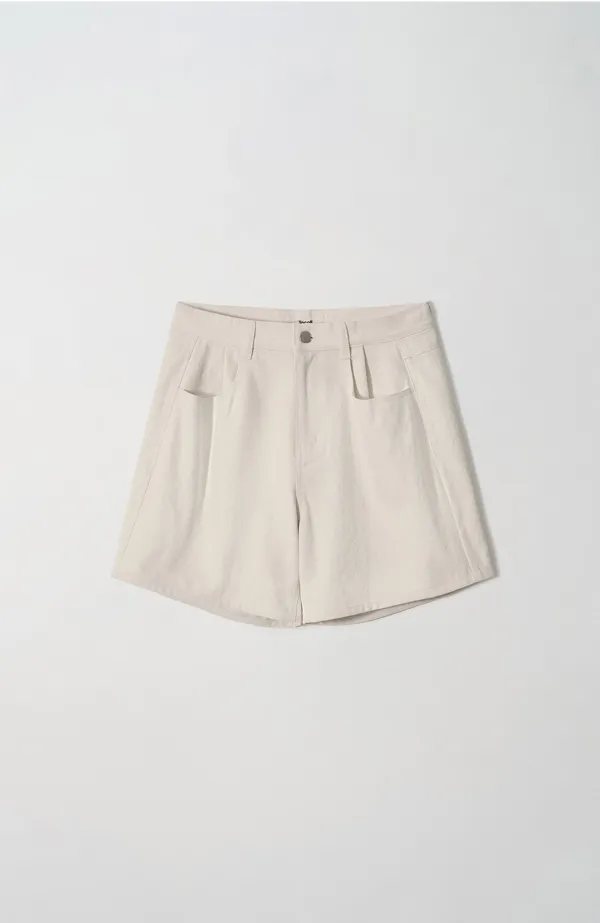 [26 Summer] Tuck Washing Shorts - Ecru