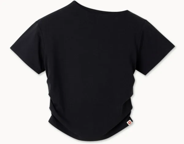 High neck shirring short sleeve_Black