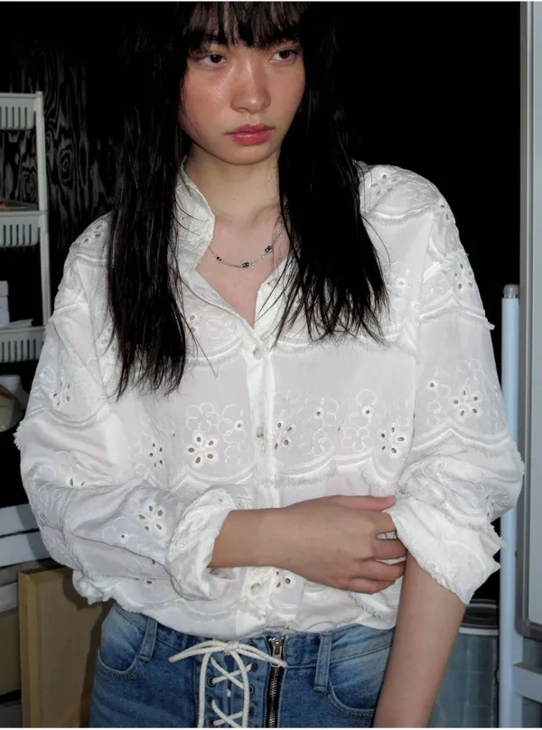 FLOWER LACE SHIRTS_WHITE