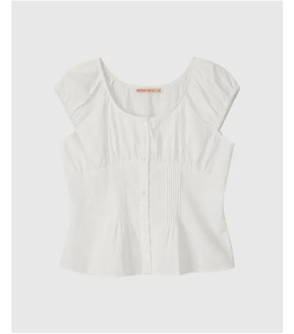 Ivy Puff Cap Blouse-Ivory