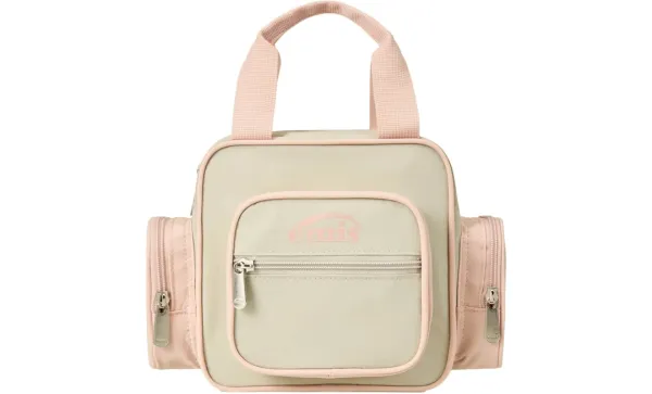 NYLON COLOR-BLOCK TOTE BAG-BEIGE