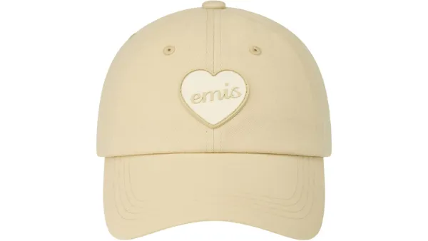 HEART RUBBER PATCH BALL CAP-BEIGE