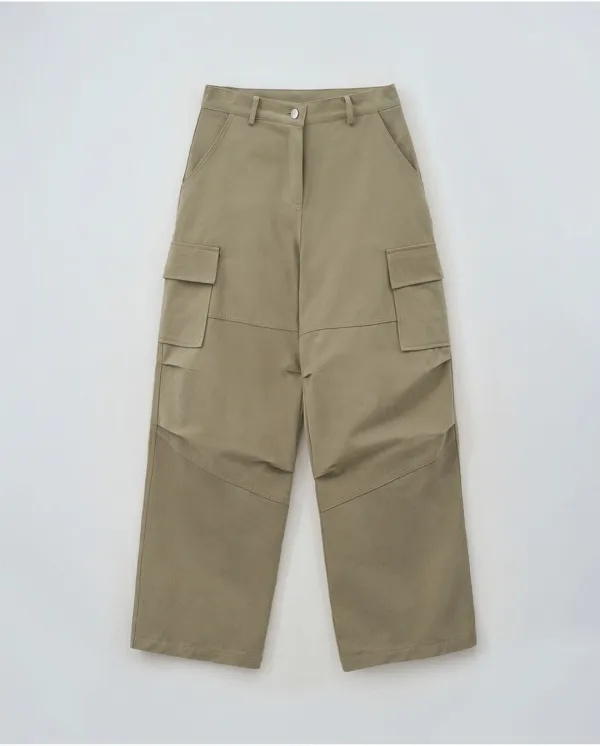 [니브] Cotton Cargo Wide Pants (Beige)