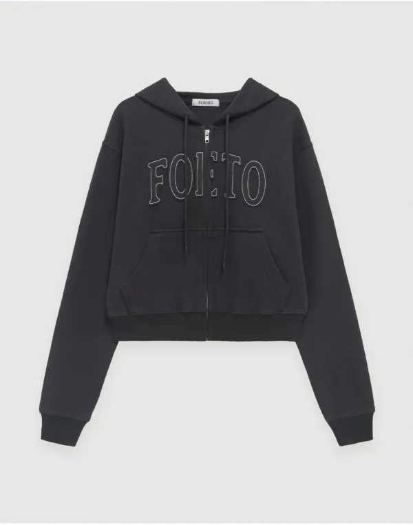[3rd] Grid waffle hoody zip-up - charcoal