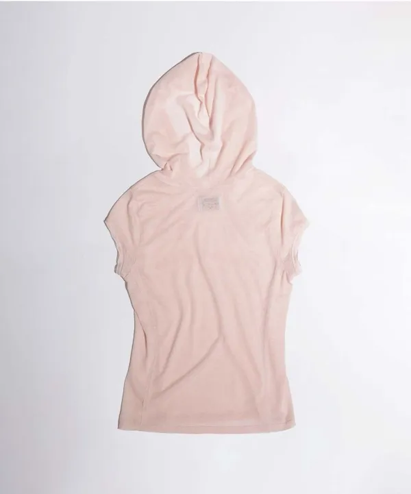 Rose Embroidery Hoodie Tee Peach Fuzz