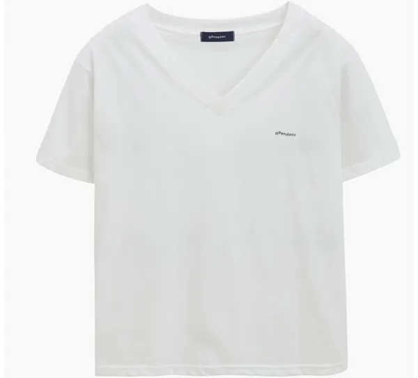 V-neck basic tee Ivory
