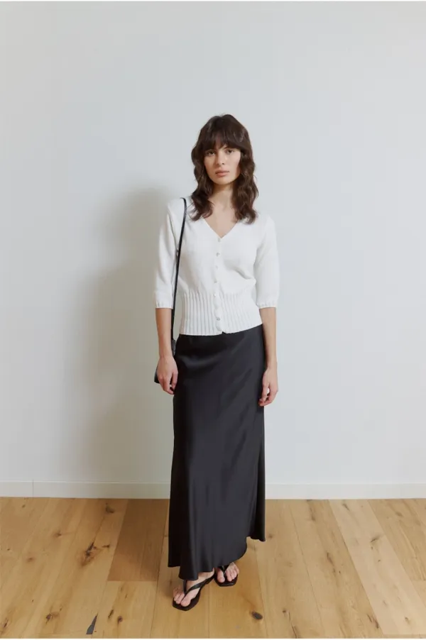 Fabi Satin Skirt in Black