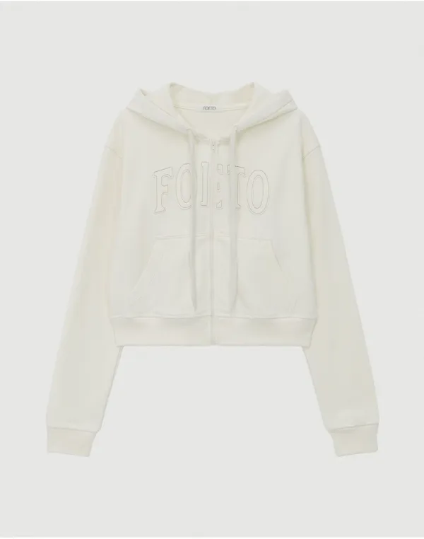 [8th] FOETO soft hoody zip-up - cream