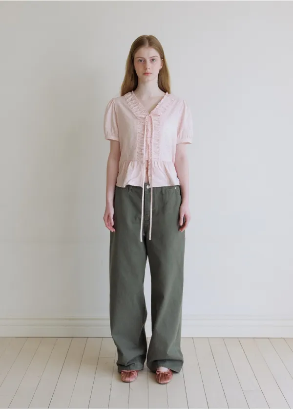 Floral frill blouse [KNSS08BL03]_Pink