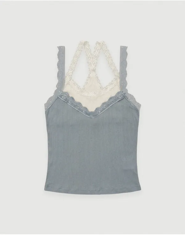 Karo double lace top - blue