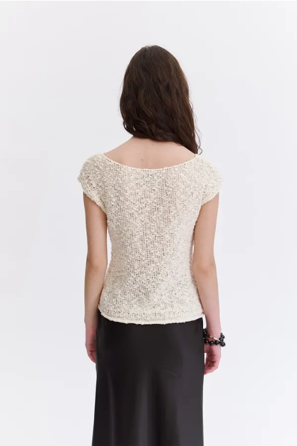 Jana Boat Neck Top in Cream