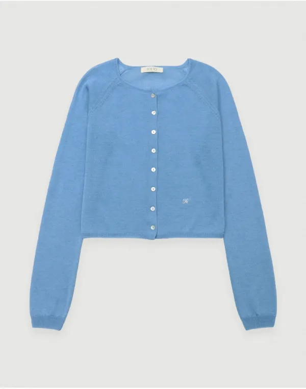 Lazy silk heart cardigan - blue sorbet