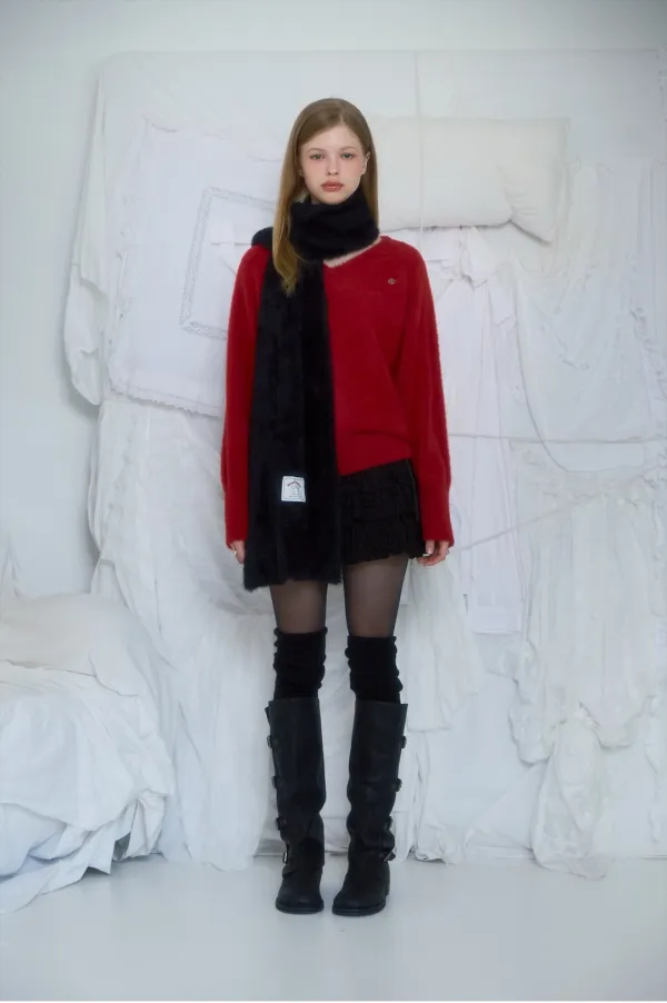 Cozy Fur Muffler [Black]