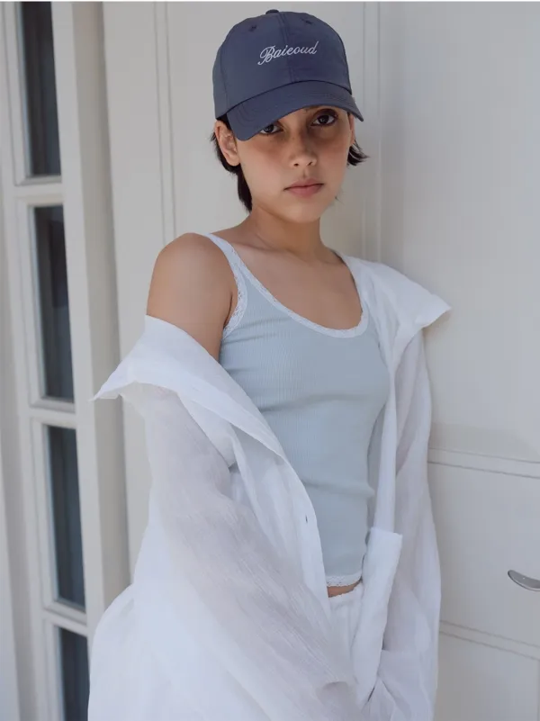 Sheer hoodie blouse_white