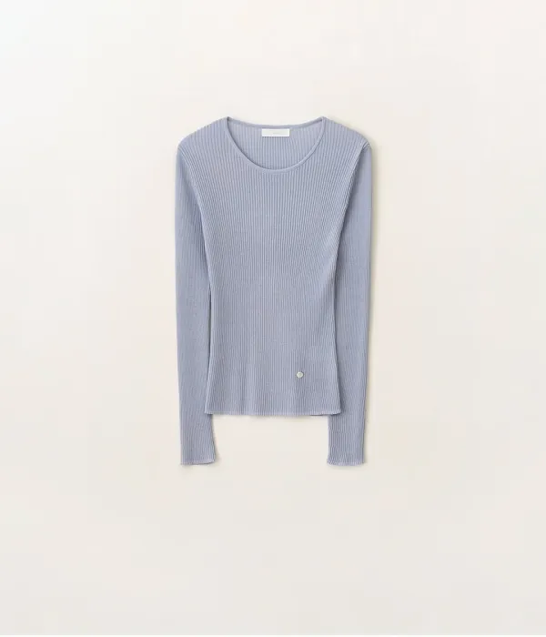 Slim fit ribbed top_Gray purple