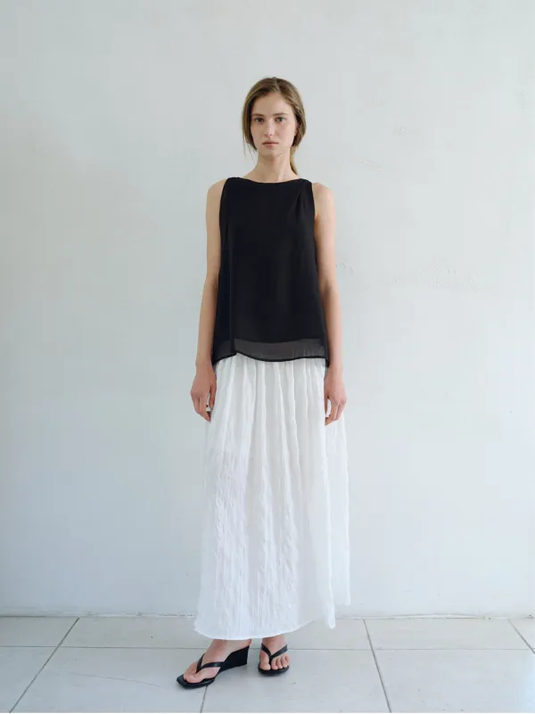 WRINKLE FLARE SLIT SKIRT_IVORY_OF2C2XSK01IVY