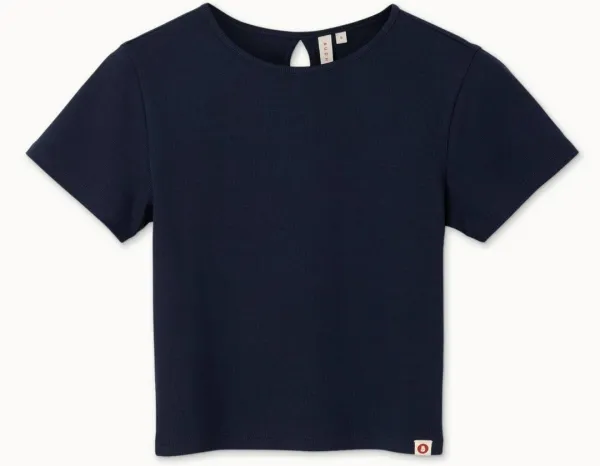 Keyhole rib short sleeve_Navy Blazer