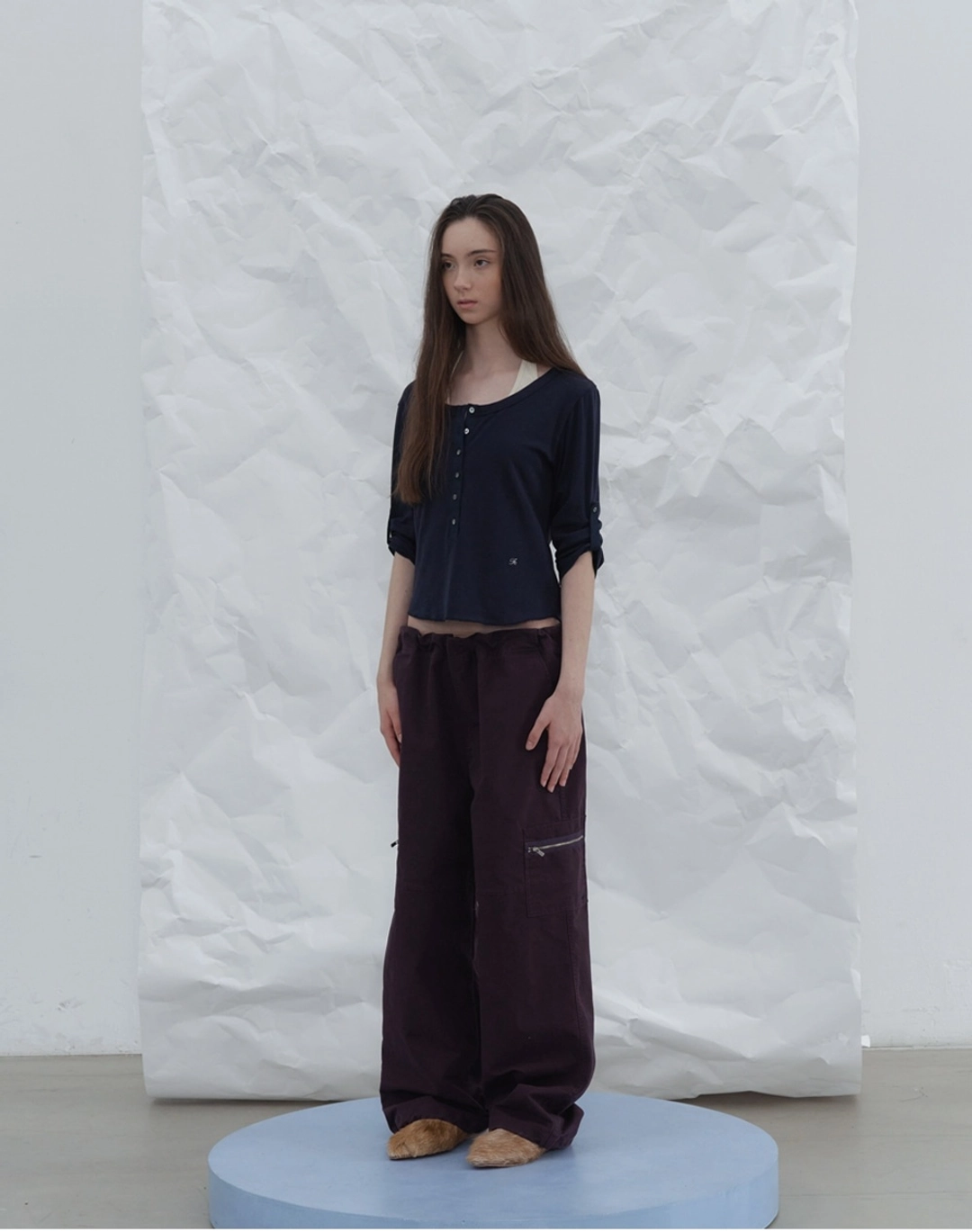 포에토 Dusty pocket zipper pants - purple 상품 이미지 1
