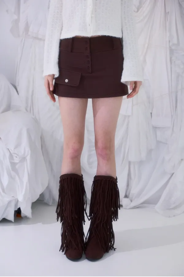 Pocket Mini Skirt [Brown]