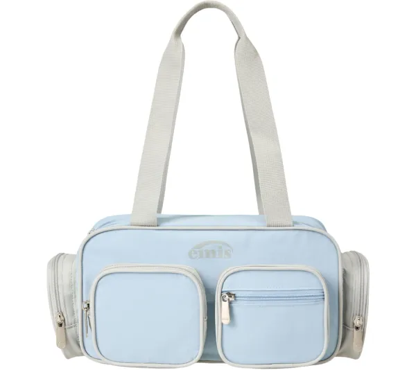 NYLON COLOR-BLOCK SHOULDER BAG-PASTEL BLUE
