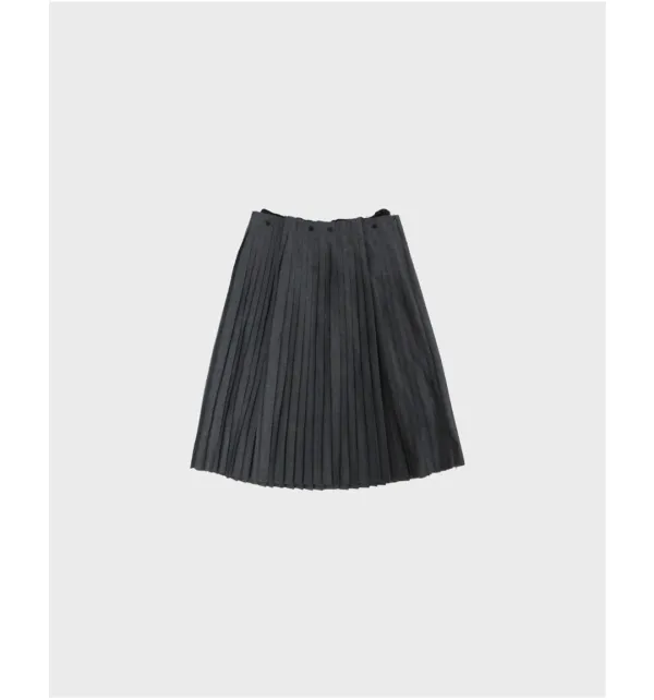 layered pleated midi skirt in charcoal