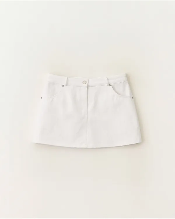 Rivet cotton mini skirt_White